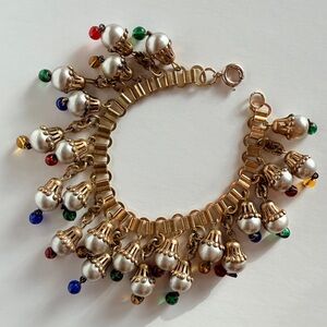 Vintage 1930s-40s Faux Pearl Glass Bead Book Chain Bracelet in Manner of Haskell